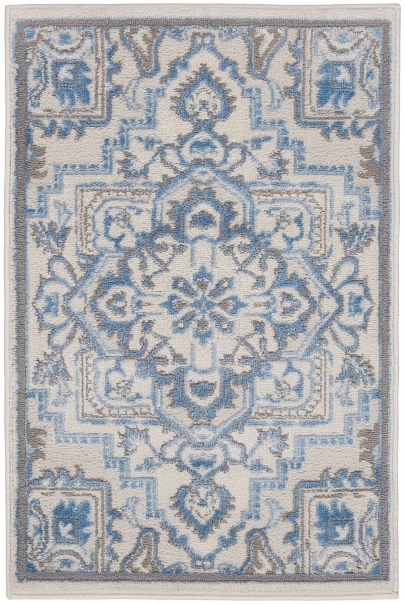 Elation Etn10 Ivory Blue Polypropylene Bohemian Area Rug