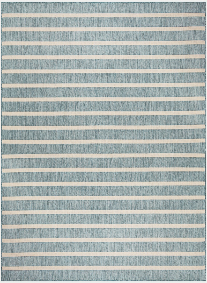 Positano Aqua Ivory Pos03 Polypropylene & Polyester Modern Area Rug - 8 Ft X 10 Ft