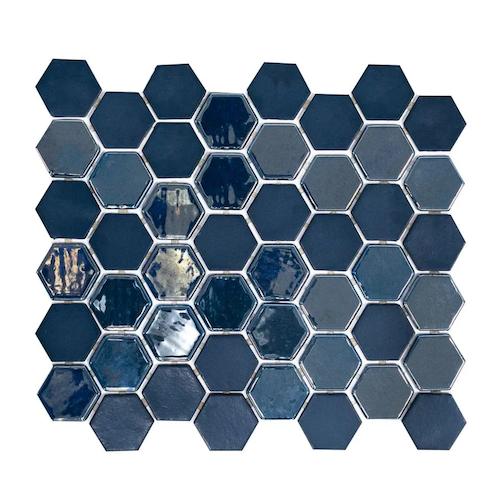 Spec 09 Azure Glass Mosaic - Hexagon - Glossy & Matte