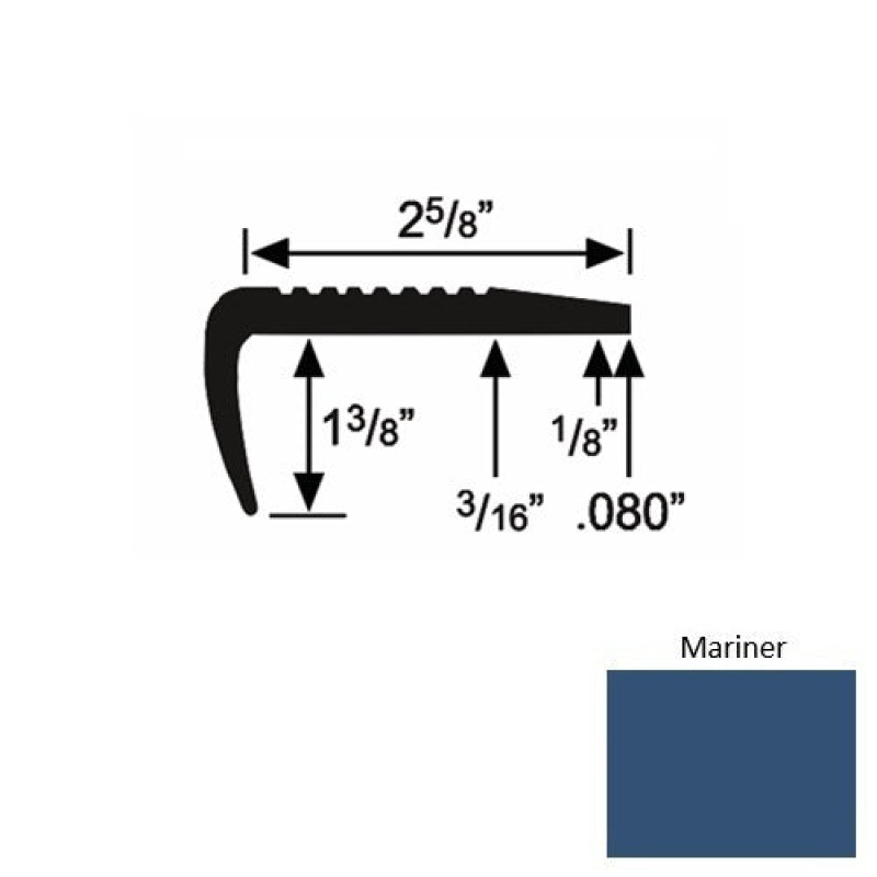 Solid 03 Mariner Rubber Residential Stair Nosing (Sq) - 2 5/8" X 9 Ft (108")