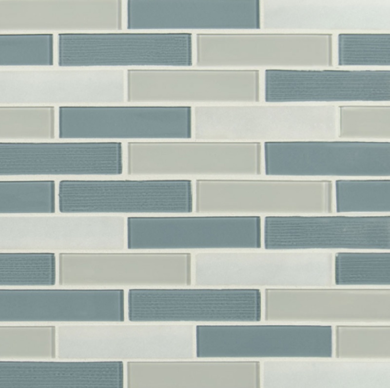 Clearance Sale! Colosseo Azul Glass & Stone Mosaic - 1" X 4" Brick - Glossy