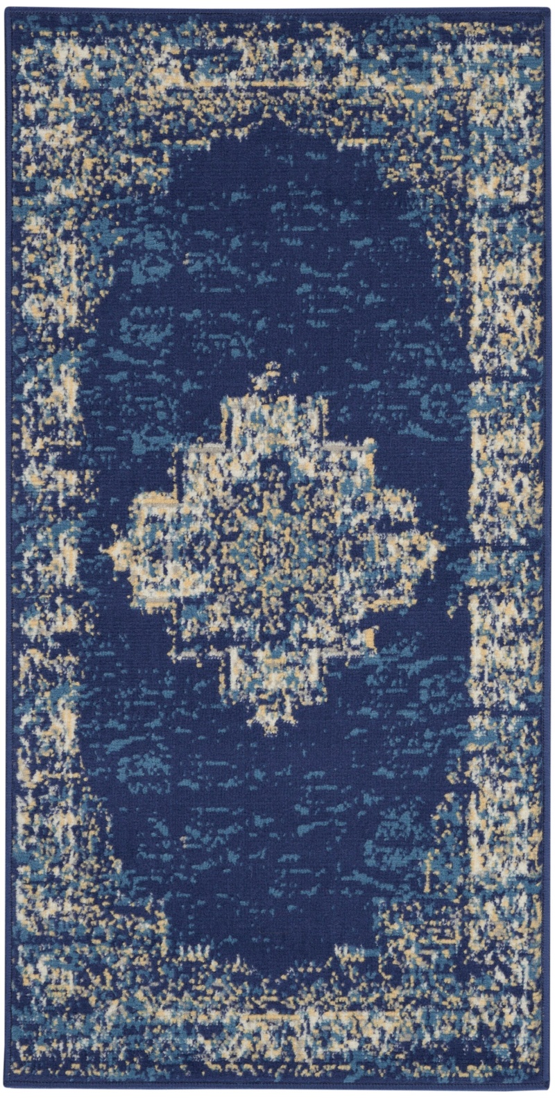 Grafix Navy Blue Polypropylene Vintage Area Rug, 2 Ft x 4 Ft