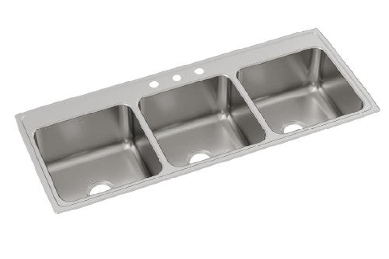 Ltr5422103 Lustertone Classic Stainless Steel Drop In Triple Bowl Kitchen Sink - 54" X 22" X 10 1/8" With 3 Holes - Stainless Steel
