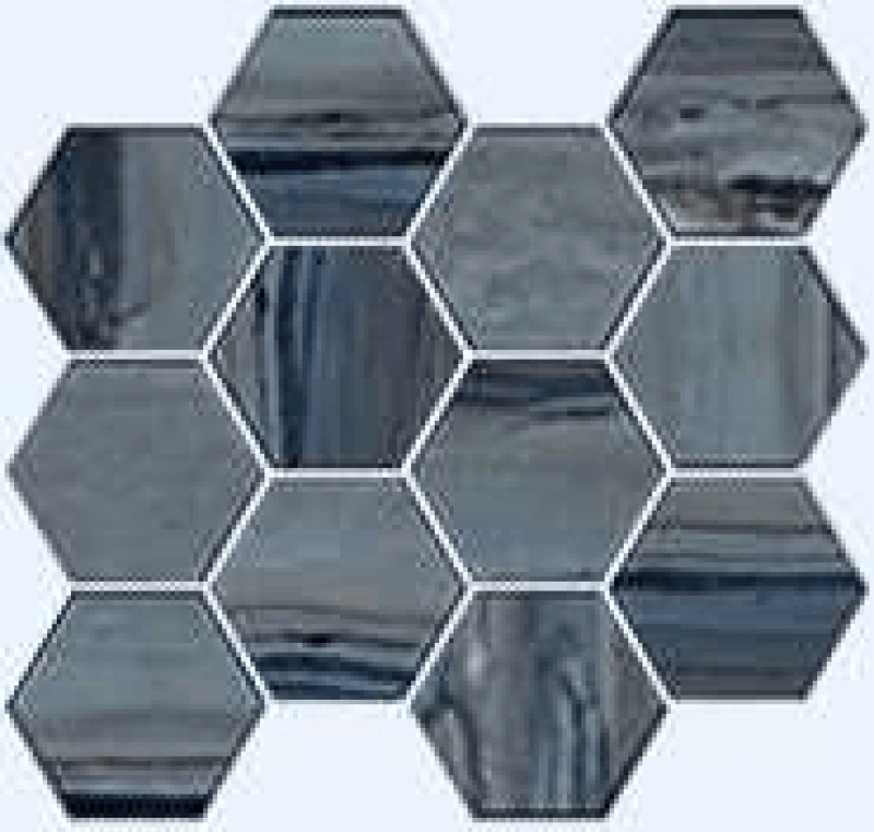 Exotic Stone Lagoon Porcelain Mosaic - Hexagon