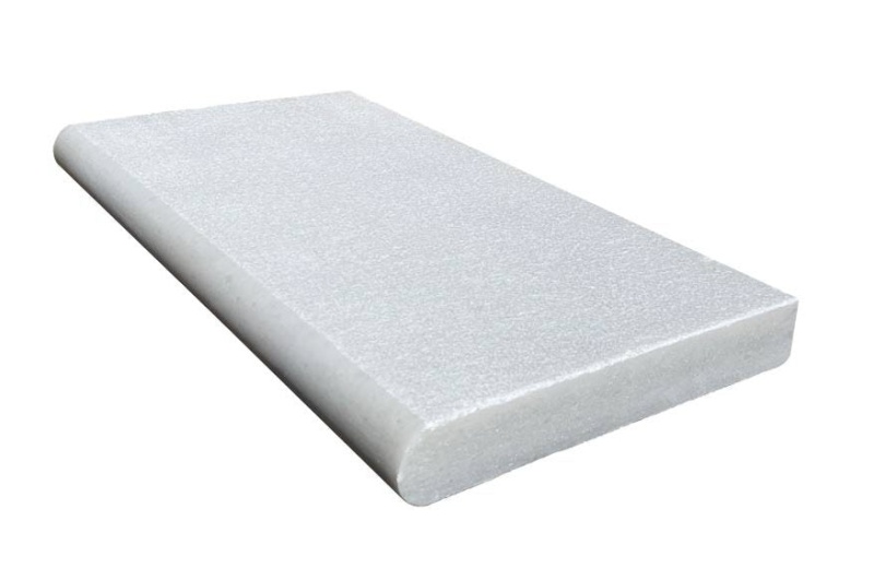 White Marble Bullnose Coping - Sandblasted & Brushed