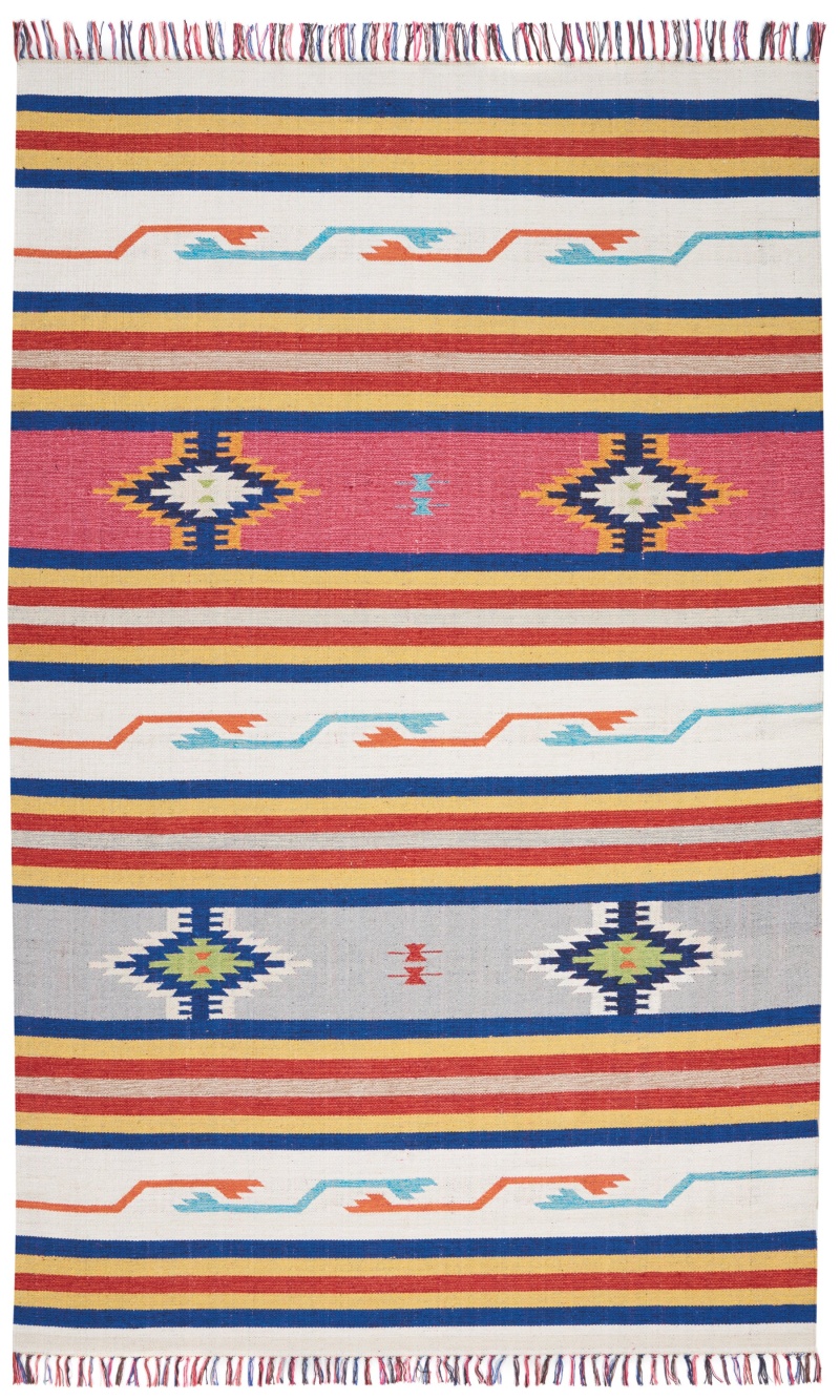 Baja Baj01 Ivory Cotton Blend Southwestern Area Rug