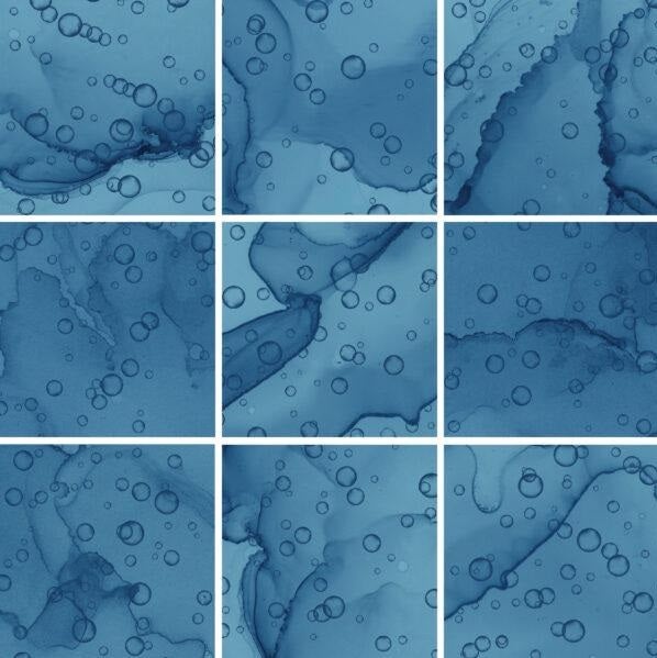 Aquatica Bubbles Blue Porcelain Tile - Glossy - 6" x 6"