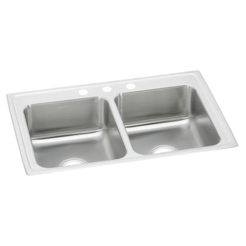 Psr33223 Celebrity Stainless Steel Drop In Double Bowl Kitchen Sink - 33" X 22" X 7 1/2" With 3 Holes - Stainless Steel
