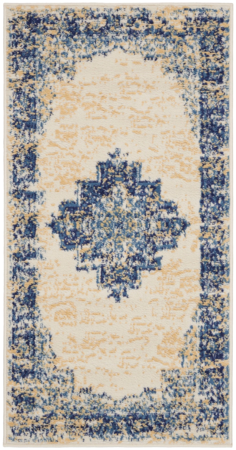 Grafix White Polypropylene Vintage Area Rug, 2 Ft x 4 Ft
