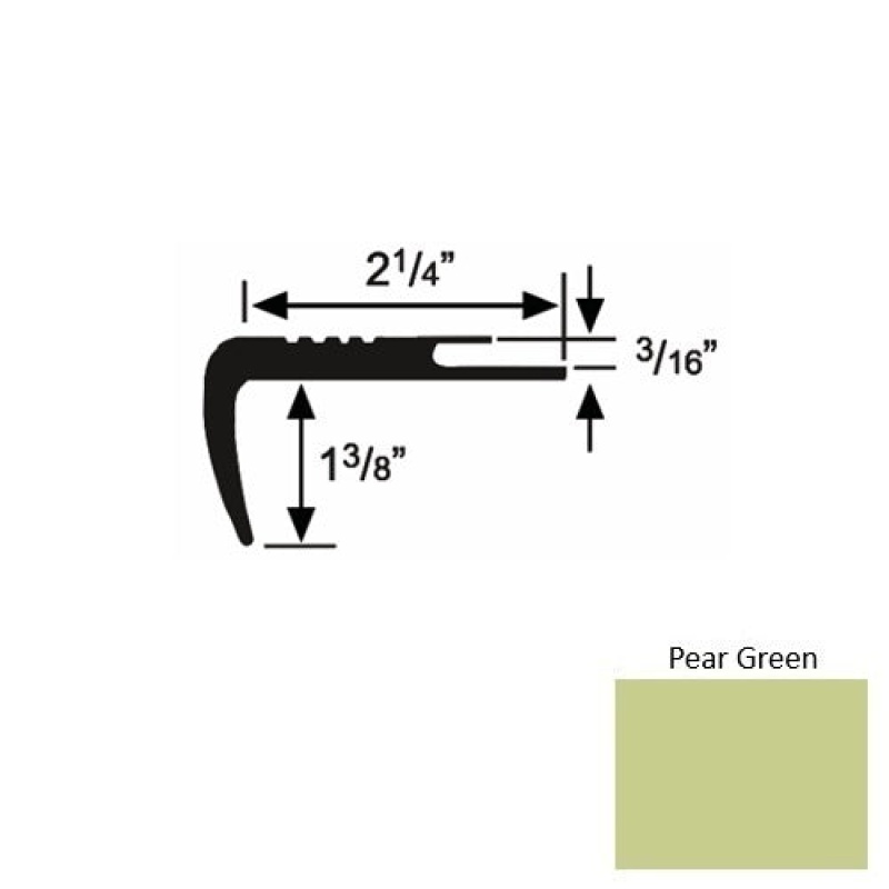 Solid 17 Pear Green Rubber Undercut Carpet Nosing