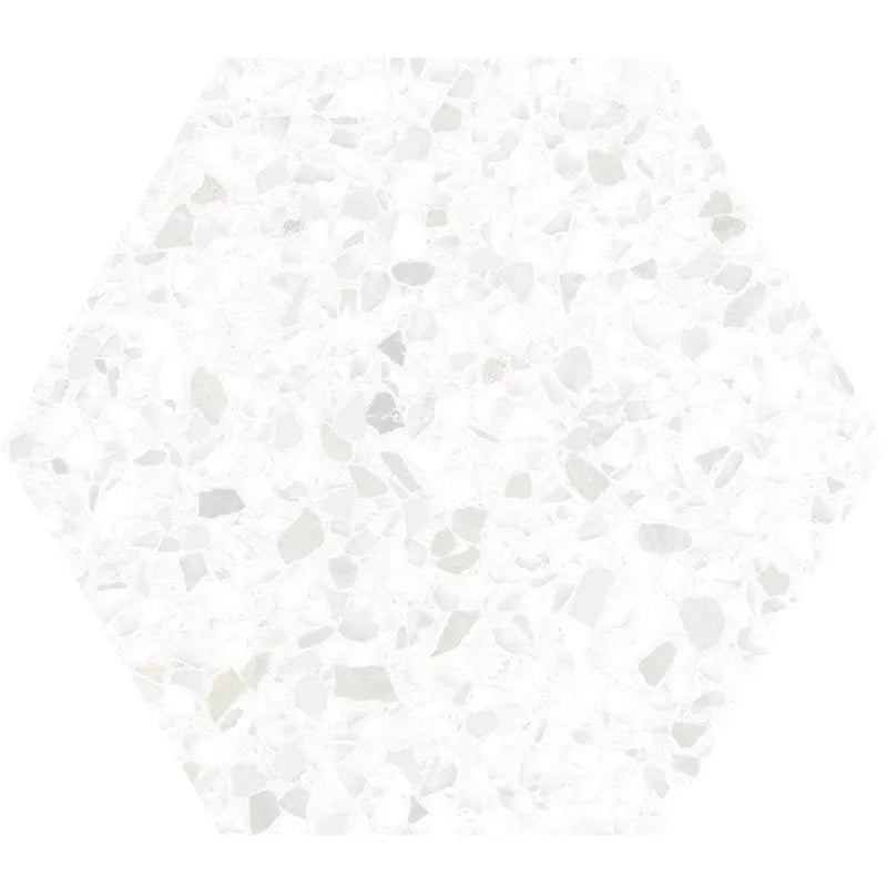 Terra White Speckled Porcelain Tile - Matte - 8" Hexagon