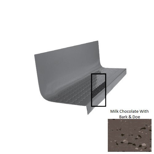 Spextones Milk Chocolate With Bark & Doe Type 1776 With Flush Ribbed / Smooth Insert Distinct Designs Rubber - 20 1/2" X 72" Stair Tread - Rgt Radial Ii Raised Disc Design