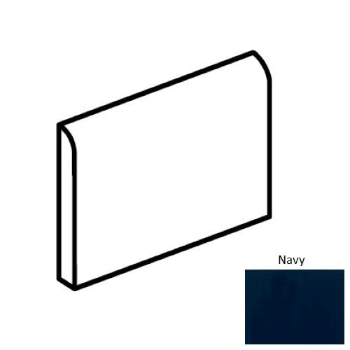 Color Wheel Classic Navy Ceramic Wall Trim 3" x 6" Bullnose 6" Side