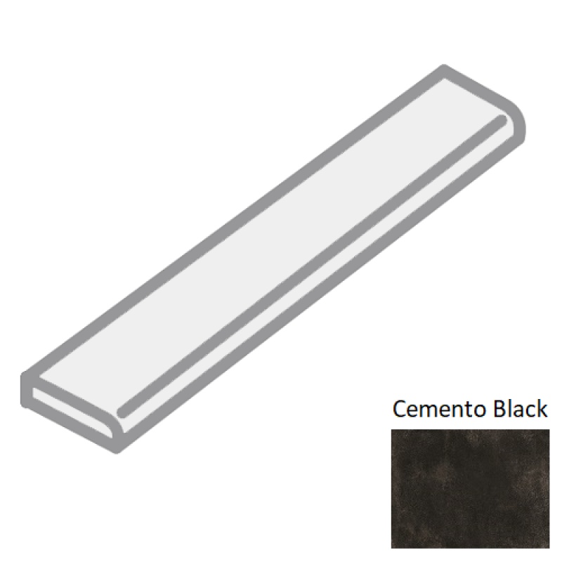 Brooklyn Cemento Black Porcelain Bullnose Trim