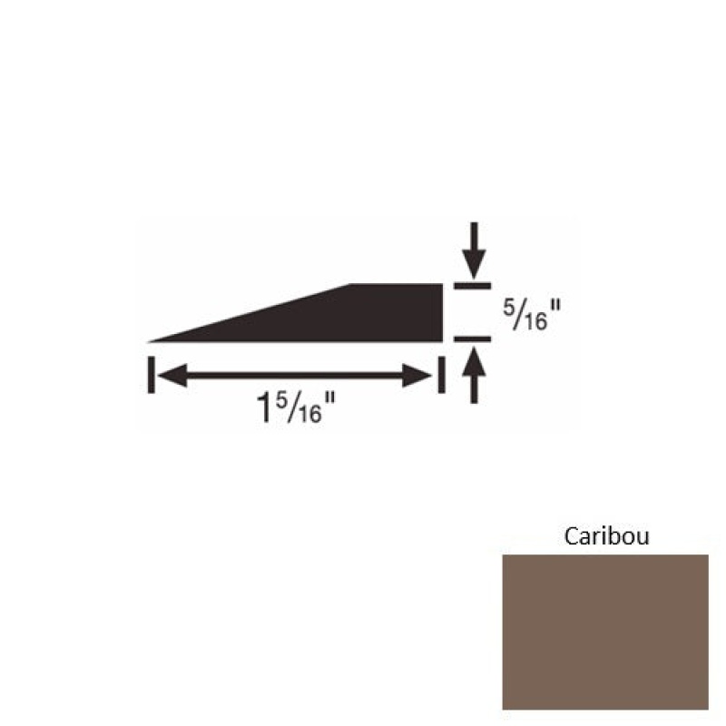 Solid 25 Caribou Rubber Reducer Strip - 1 5/16" X 9 Ft (108") X 5/16"