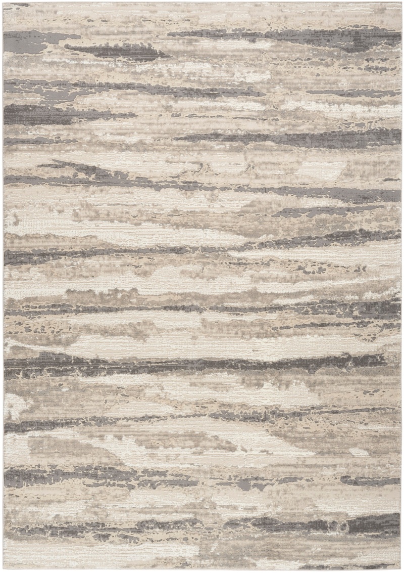 Ivory Multicolor Modern Polyester Area Rug