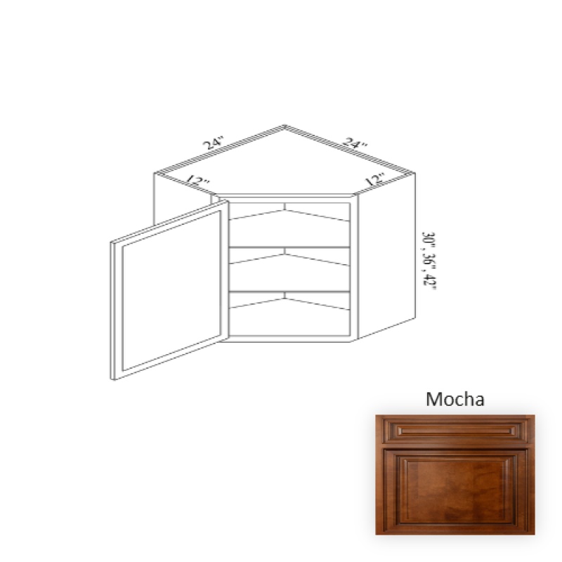 Wcd2436 Mocha Wood Kitchen Corner Blind Base Cabinet - 24" X 36" X 24" (Assembly Required) - Mocha