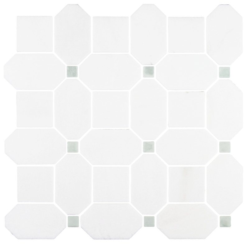 Thassos Green Natural Stone Mosaic - 12" x 12" Small Dot - Honed
