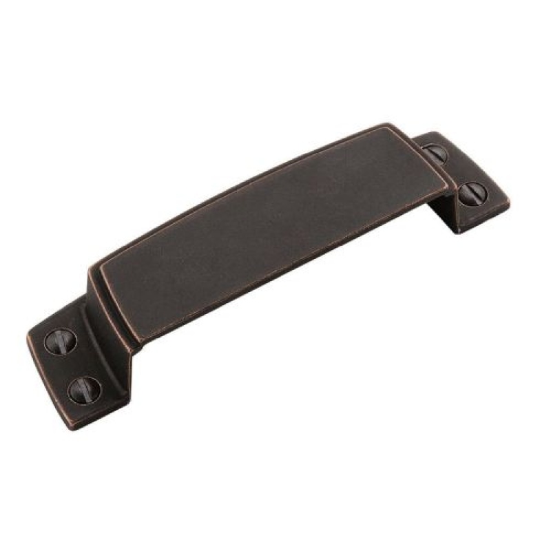 Amerock Highland Ridge Zinc Cabinet Cup Pull, Dark Oiled Bronze, 3-1/2 Inch (89mm) Center-to-Center