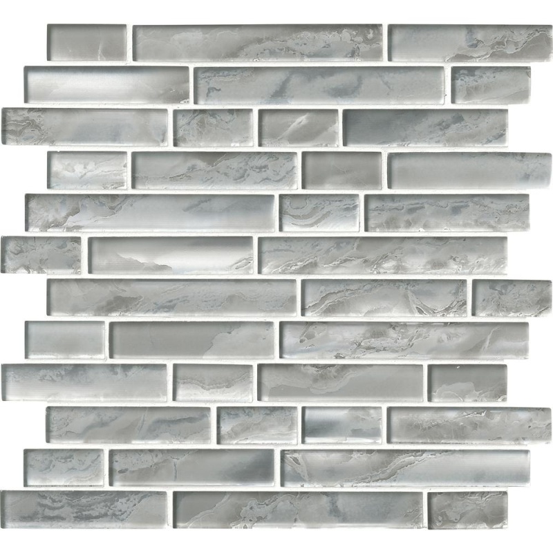 Silver Canvas Glass Mosaic - Linear - Glossy, Per Pack: 10 Enter Quantity In Sqft