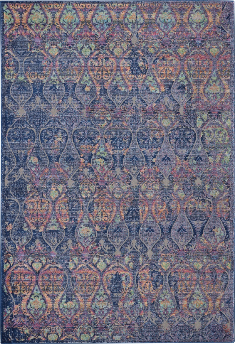 Navy / Multicolor Bohemian Area Rug 4 Ft x 6 Ft
