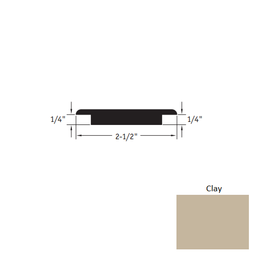 Johnsonite Clay Vinyl Moulding / Trim - 2 1/2" X 12 Ft (144") X 1/4" - 1/4" Wheeled Traffic Transition - Wheeled Traffic Transition