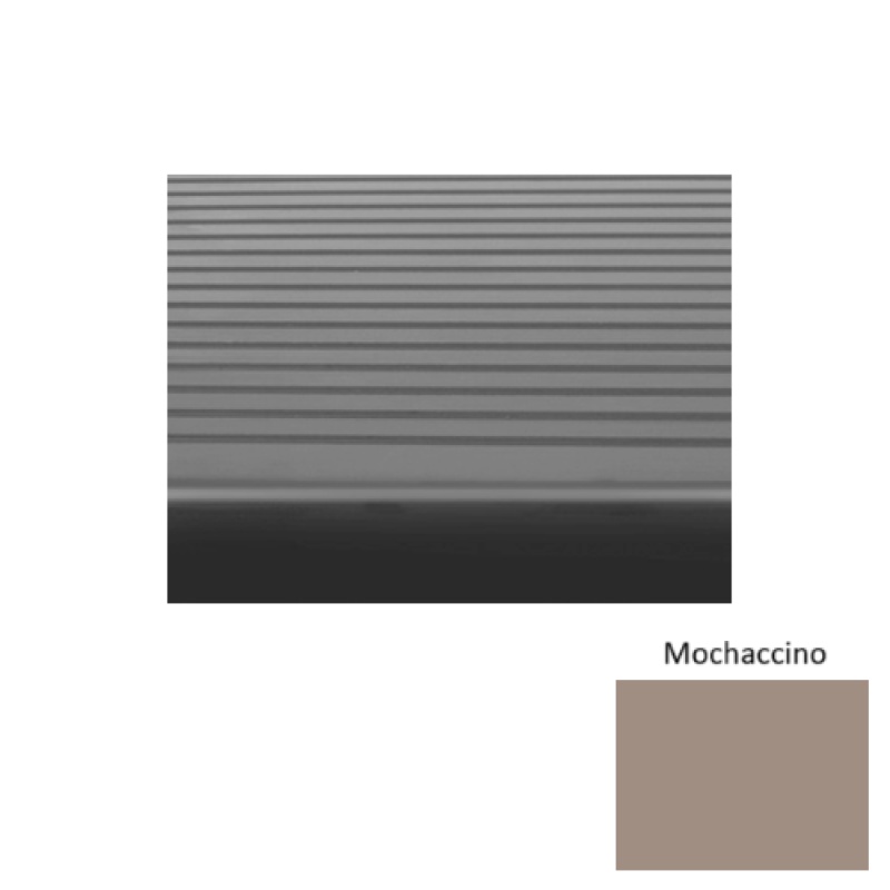 Solid 80 Mochaccino Light Duty Rib Rubber (Sq) With Safety Yellow Abrasive Strip Stair Tread - Ribbed