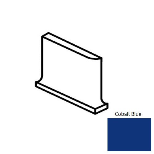 Color Wheel Classic Cobalt Blue Ceramic Wall Trim - 3" X 6" Flat Top Cove Base Corner Left - Semi Gloss