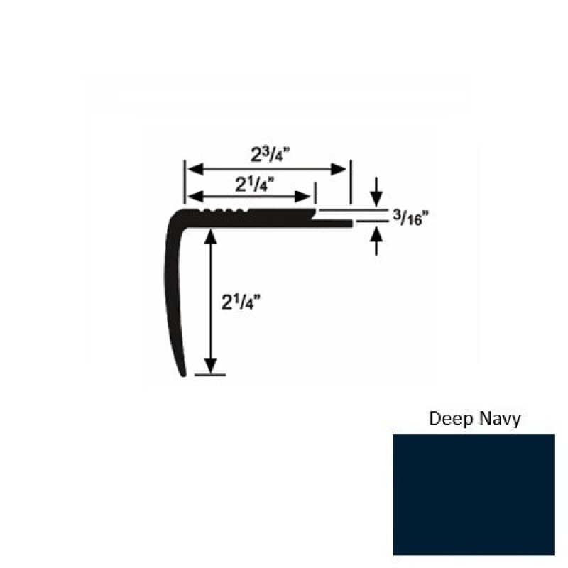 Solid M07 Deep Navy Rubber Modified Underlap Stair Nosing (Sq) - 2 3/4" X 9 Ft (108")