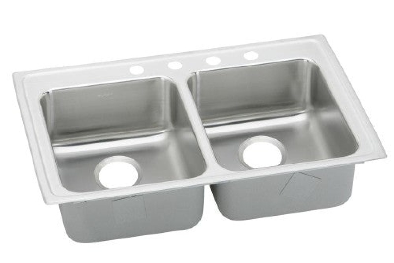 Lradq3321503 Lustertone Classic Stainless Steel Drop In Double Bowl Kitchen Sink - 33" X 21 1/4" X 5" With 3 Holes - Stainless Steel