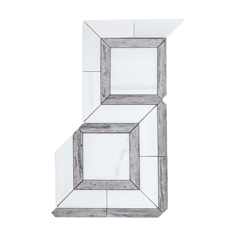 Rotunda Grey Marble & Porcelain Mosaic - Geometric - Honed