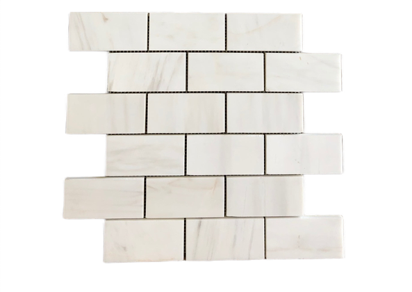 Bianco Dolomite Marble Mosaic - 2" X 4" Brick