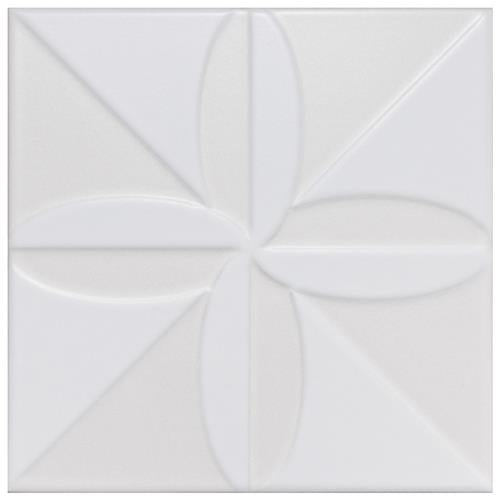 Triplex Fronteira White Ceramic Tile - Glossy - 7 3/4" X 7 3/4"