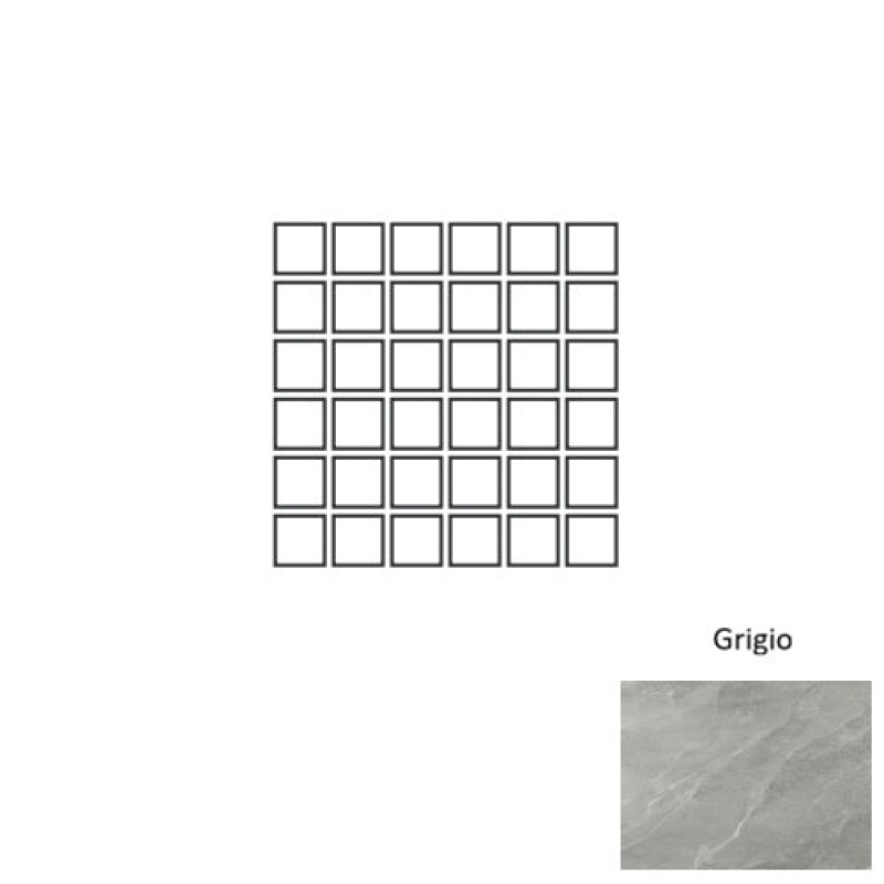 Pietra Ligure Grigio Porcelain Mosaic - 2" X 2" - Natural