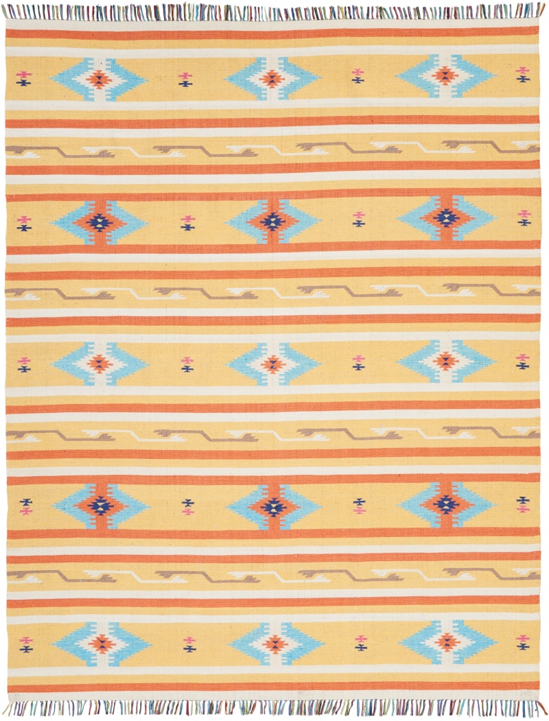 Baja Baj03 Yellow Cotton Blend Southwestern Area Rug