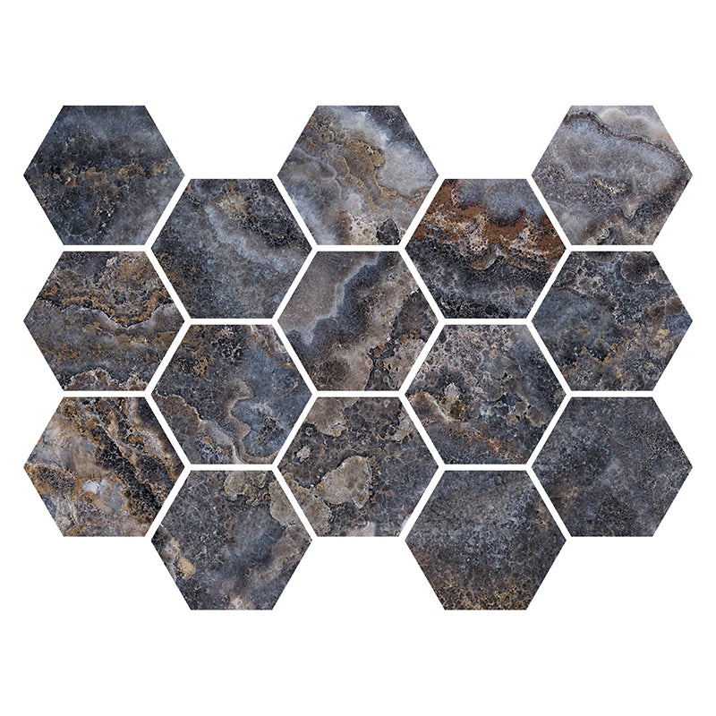 Imperial Teva Blue Porcelain Mosaic - Hexagon - Polished