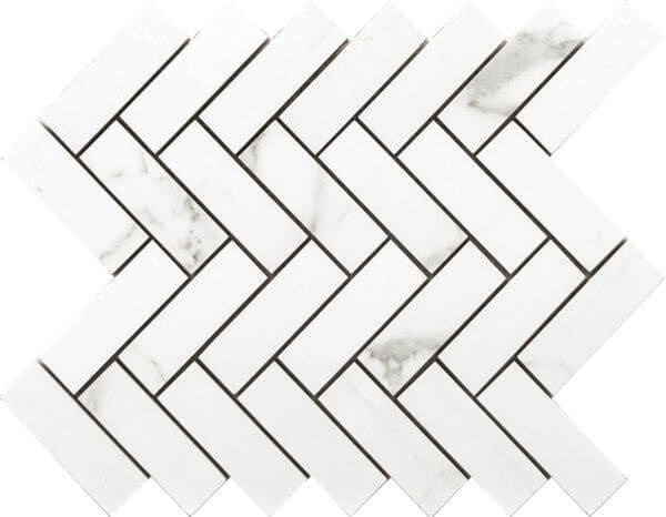 Statuario Luxe Porcelain Mosaic - Herringbone - Polished