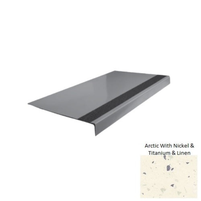 Spextones Arctic With Nickel & Titanium & Linen Type 170 Distinct Designs Rubber - 12 1/4" X 72" Stair Tread - Smooth