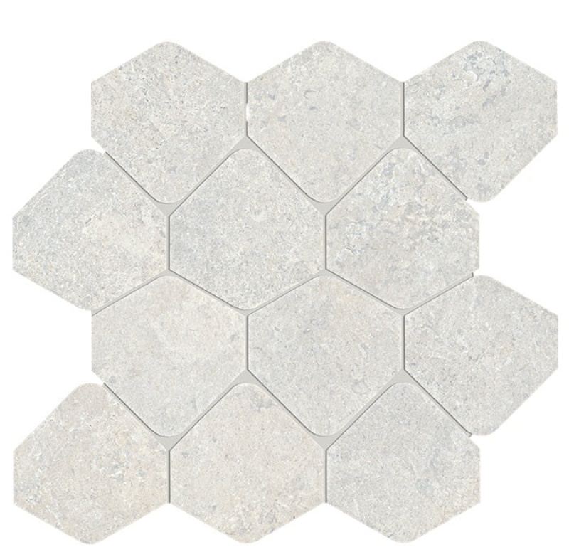 Kalkarea Pearl Porcelain Mosaic - 3" Hexagon - Matte