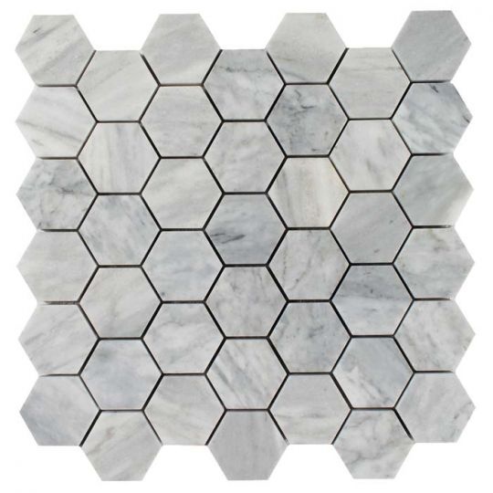 Metropolitan Deep Blue Deco Marble Mosaic - 2" Hexagon - Polished