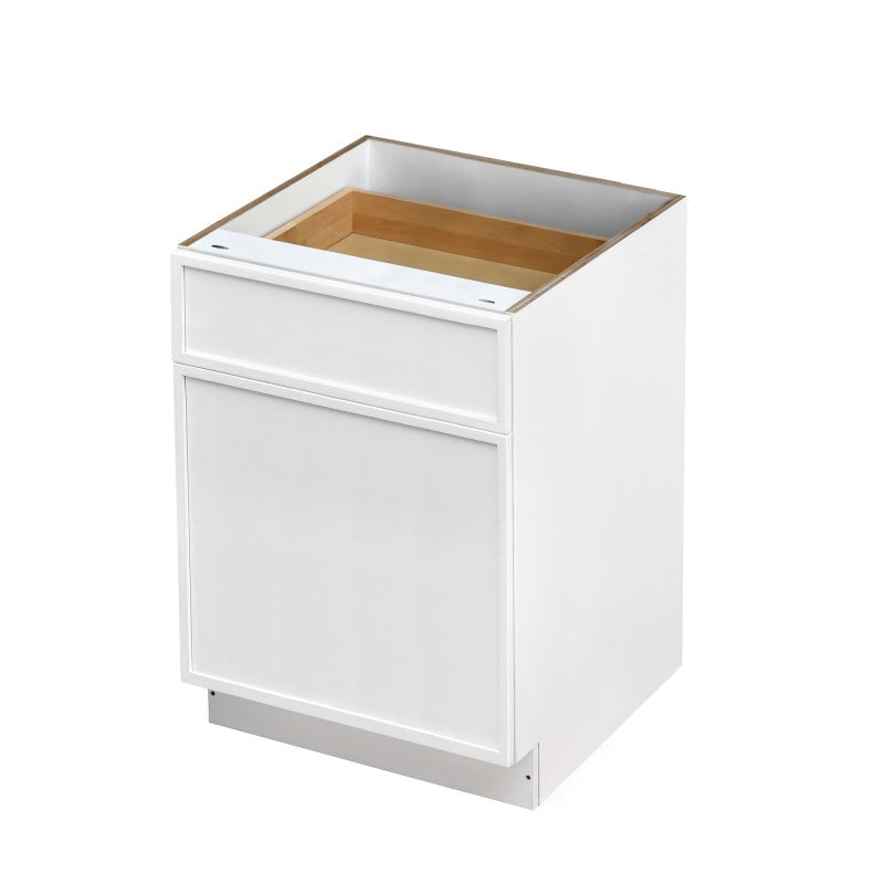 Shady White Slim Shaker Wood Kitchen Base Cabinet
