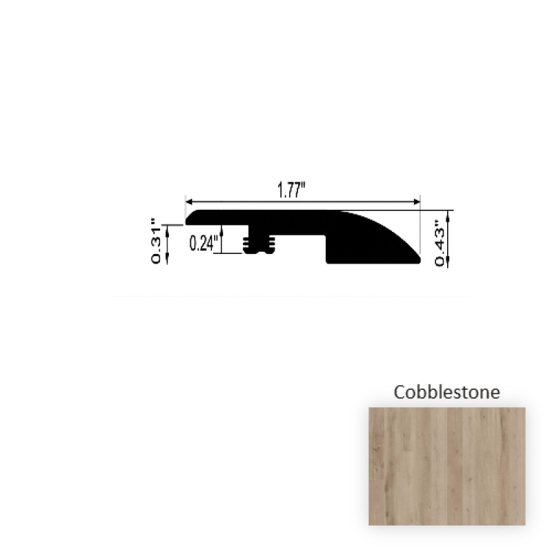 Versacore Pureedge Cobblestone Luxury Vinyl Moulding / Trim - 1.7" X 94.5" Flat Reducer - Ceramic Bead