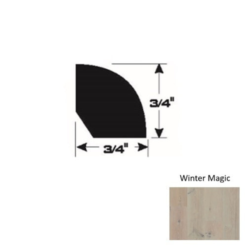 Timberbrushed Platinum Winter Magic Hardwood Moulding / Trim - 3/4" X 90" Quarter Round - Urethane & Aluminum Oxide