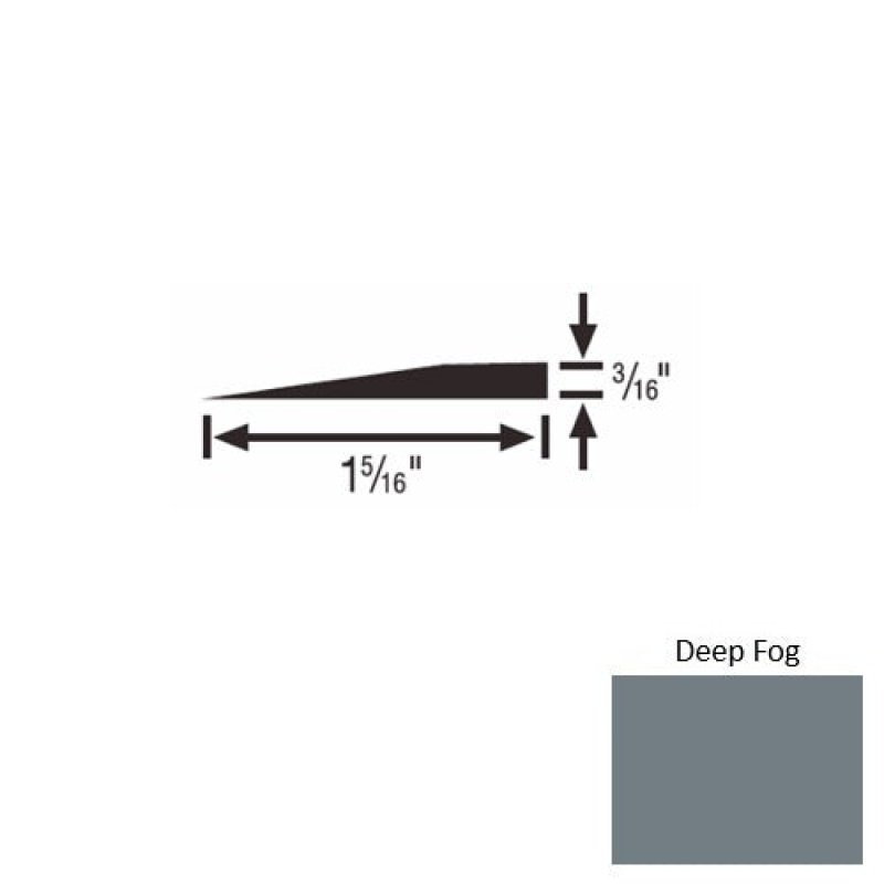 Solid 23 Deep Fog Rubber Reducer Strip - 1 5/16" X 9 Ft (108") X 3/16"