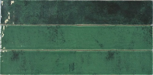 Zellige Emerald Green Ceramic Tile - Glossy - 2" x 16"
