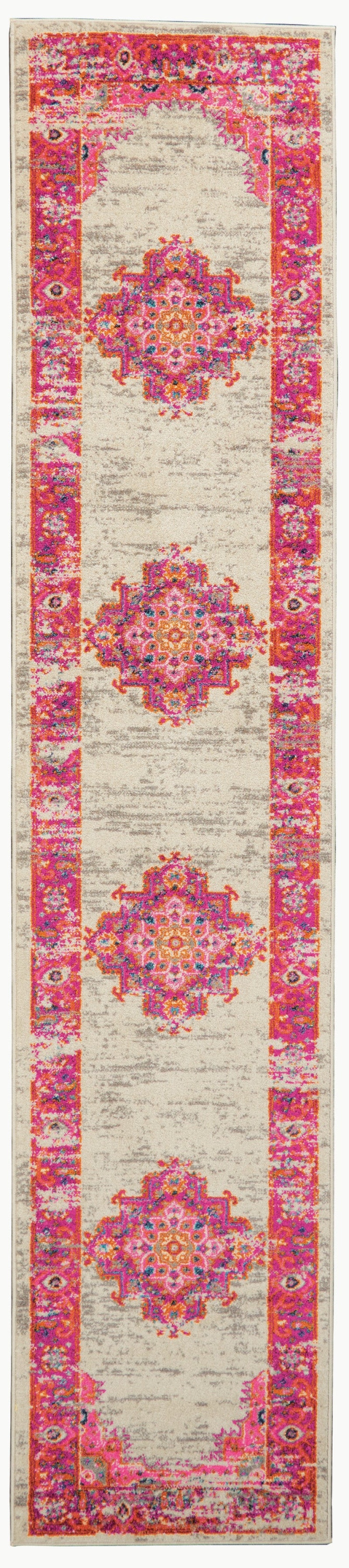 Passion Psn03 Ivory / Fuchsia Polypropylene Bohemian Area Rug