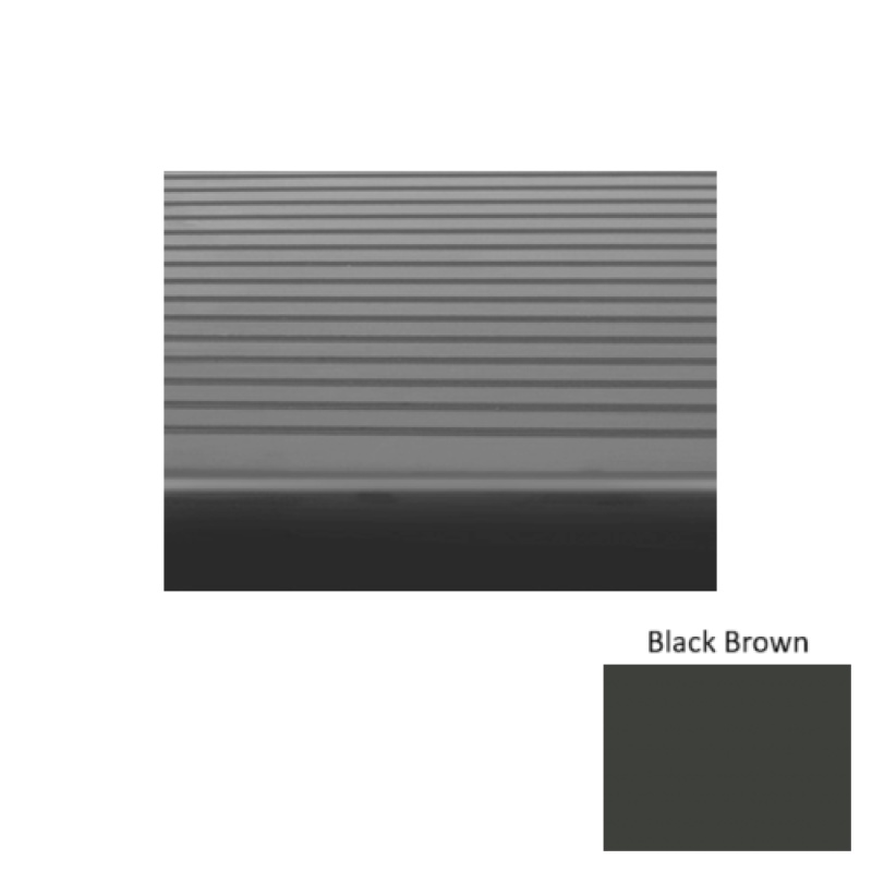 Solid 81 Black Brown Light Duty Rubber (Rd) Stair Tread - Ribbed