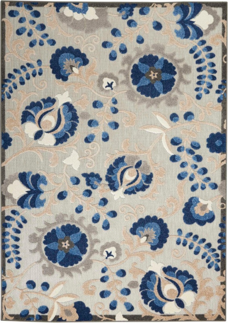 Aloha Natural Blue Alh17 Polypropylene & Polyester Contemporary Area Rug - 5 Ft X 8 Ft - Natural Blue
