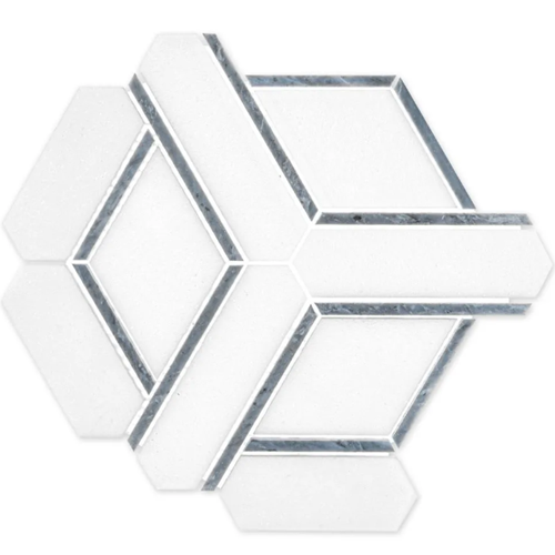 Cubist Bardiglio Marble Mosaic - Carve - Honed & Polished