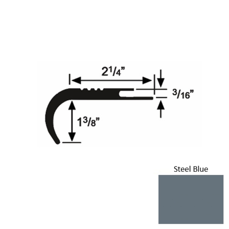 Solid 18 Steel Blue Rubber Undercut Carpet Nosing